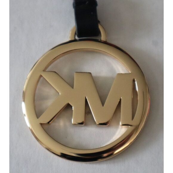 Michael Kors Black Leather Gold "MK" Logo Purse Tag/Fob - Picture 4 of 5